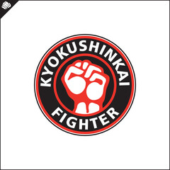Emblem of kyokushin karate power fist . Vector.