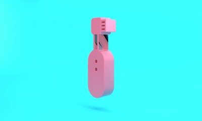 Pink Electric toothbrush icon isolated on turquoise blue background. Minimalism concept. 3D render illustration