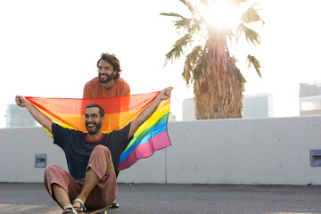 Gay couple embracing and showing their love. LGBT community