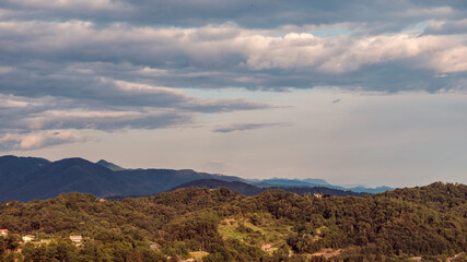Stormy sunset in the italian countryside