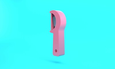 Pink Dental floss icon isolated on turquoise blue background. Minimalism concept. 3D render illustration
