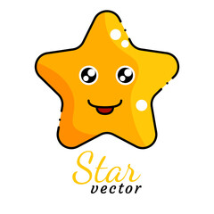 funny Star vector with cute cartoon art style