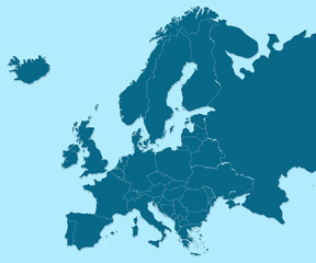 Map of Europe countries with highly detail