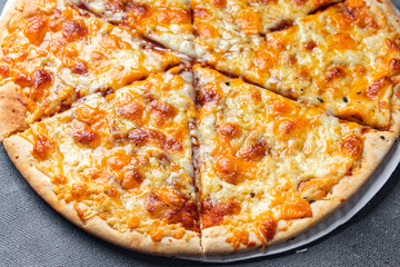 cheesy pizza types of cheese dish healthy meal food snack on the table copy space food background