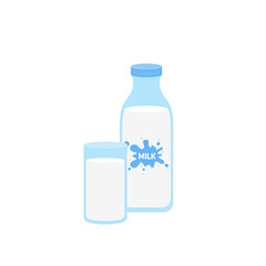 milk packing, glass of milk on white,dairy products background. Icon,Vector,illustration cartoon style.