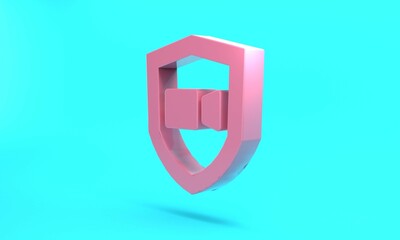 Pink Video chat conference icon isolated on turquoise blue background. Online meeting work form home. Remote project management. Minimalism concept. 3D render illustration