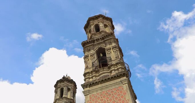 Mexico City, CDMX, Mexico, OCT, 16 2021, Francisco Zarco Monument with Church of San Hipolito in the background