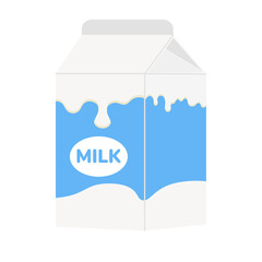 milk packing, glass of milk on white,dairy products background. Icon,Vector,illustration cartoon style.