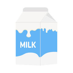 milk packing, glass of milk on white,dairy products background. Icon,Vector,illustration cartoon style.