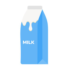 milk packing, glass of milk on white,dairy products background. Icon,Vector,illustration cartoon style.