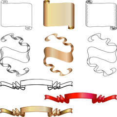 Scroll, banner, and flag design elements