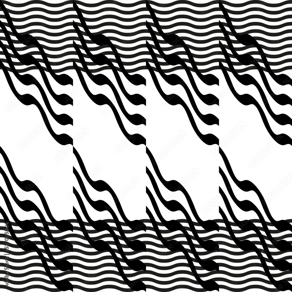 Aufkleber Modern abstract geometric contemporary vector seamless diagonal pattern with simple elements and shapes. Graphic black and white minimalist background.