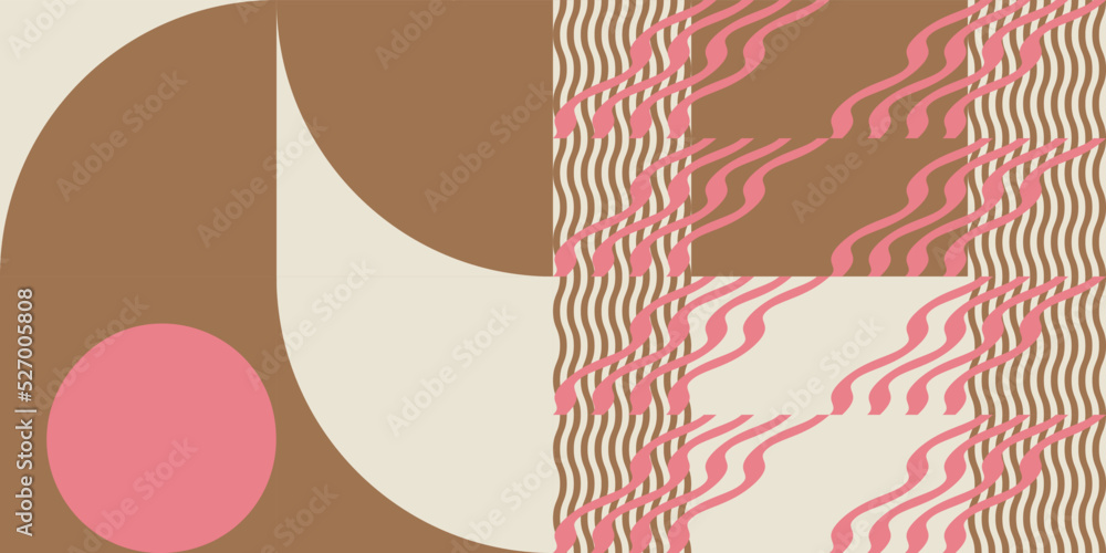 Aufkleber Modern abstract geometric  vector seamless pattern with simple elements and shapes like circle, square and triangle. Graphic pastel colored minimalist background.