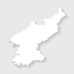 Simple white North Korea map on gray background, vector, illustration, eps 10 file