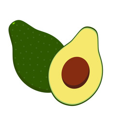 Avocado fruit,Fresh Avocado fruits isolated,Cartoon style. On a white background Vector illustration