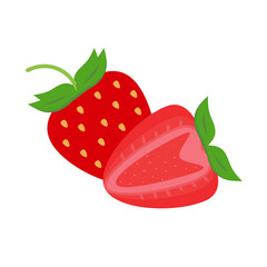 Strawberry fruit,Fresh Strawberry fruits isolated,Cartoon style. On a white background Vector illustration