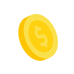 Vector dollar bank note and coin, icon illustrations and vector