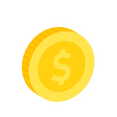 Vector dollar bank note and coin, icon illustrations and vector