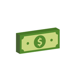 Vector dollar bank note and coin, icon illustrations and vector