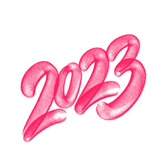 2023. Vector graffiti spray handwritten lettering text.