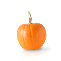 One orange Pumpkin for Halloween isolated on white background.