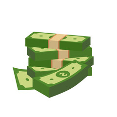 Vector dollar bank note and coin, icon illustrations and vector