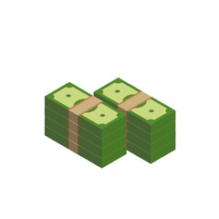 Vector dollar bank note and coin, icon illustrations and vector