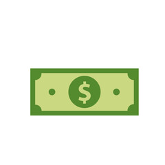 Vector dollar bank note and coin, icon illustrations and vector