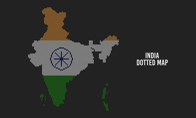 Dotted india map vector illustration isolated on dark background