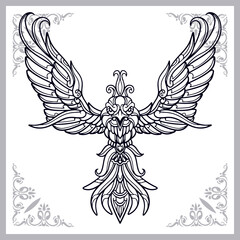 Phoenix bird zentangle arts isolated on white background