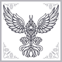 Phoenix bird zentangle arts isolated on white background