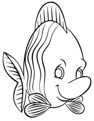 Obraz premium Fish. Element for coloring page. Cartoon style.
