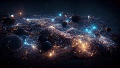 Fototapeta premium Abstract space background. Constellations and nebulae, horoscope and predictions. Universe. 3D illustration.