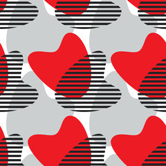 Seamless pattern vector. Abstract heart shapes geometric backdrop illustration. Wallpaper, graphic background, fabric, textile, print, wrapping paper or package design.