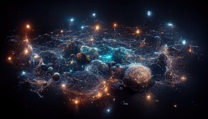 Abstract space background. Constellations and nebulae, horoscope and predictions. Universe. 3D illustration.
