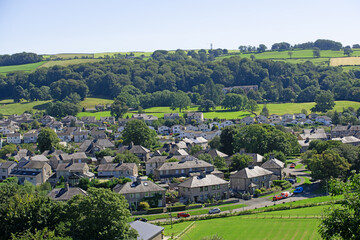 Fototapeta na wymiar View of the village from Kendal Castle.