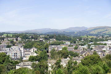 Aerial view of the town of Kendal, from Kendal Castle.