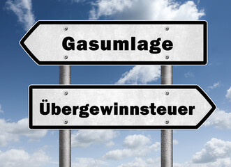 Fototapeta premium Gasumlage versus Übergewinnsteuer