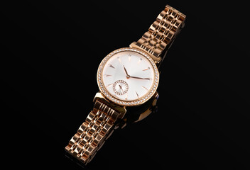 classic chronograph wristwatch. Swiss golden wrist watch. luxury fashion watch stainless steel...
