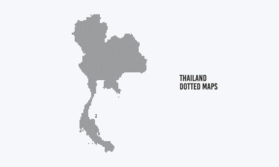 Black halftone dotted thailand map. Dotted map vector illustration isolated on light grey background