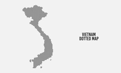 Black halftone dotted vietnam map vector illustration on light grey background - obrazy, fototapety, plakaty