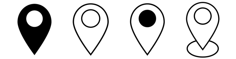 Pin location icon set. Map pin marker. Map marker pointer icon collection. GPS symbol. Vector stock.