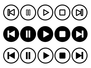 Set of media player isolated element. Vector icons. Design media player symbol.