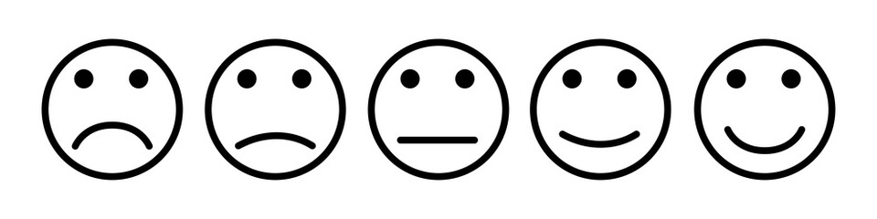 Fototapeta premium Set of rating emotion faces. Smile and happy face. Set icon smile emoji.