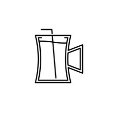 beer stein glass icon with straw on white background. simple, line, silhouette and clean style. black and white. suitable for symbol, sign, icon or logo
