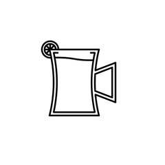beer stein glass icon with lemon slice on white background. simple, line, silhouette and clean style. black and white. suitable for symbol, sign, icon or logo