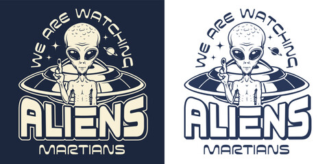 Obraz premium Alien Martian element monochrome vintage