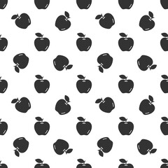 Fototapeta premium Black apple seamless pattern background.