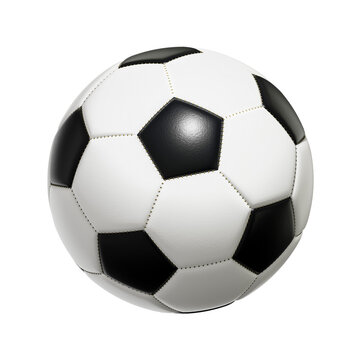 typical black and white soccer ball isolated on transparent background