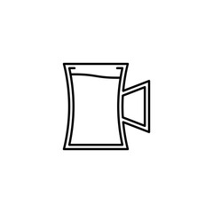beer stein glass icon with full filled with water on white background. simple, line, silhouette and clean style. black and white. suitable for symbol, sign, icon or logo